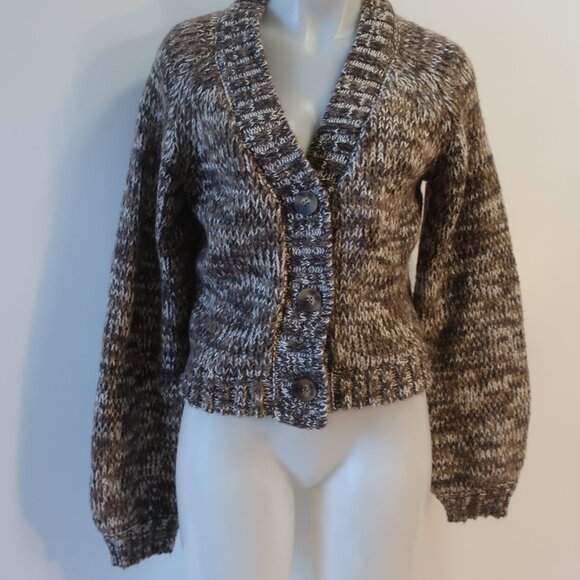NWT Womens Z Supply Brown Tan White Melange Este Chunky Cardigan Sweater M - Picture 5 of 10